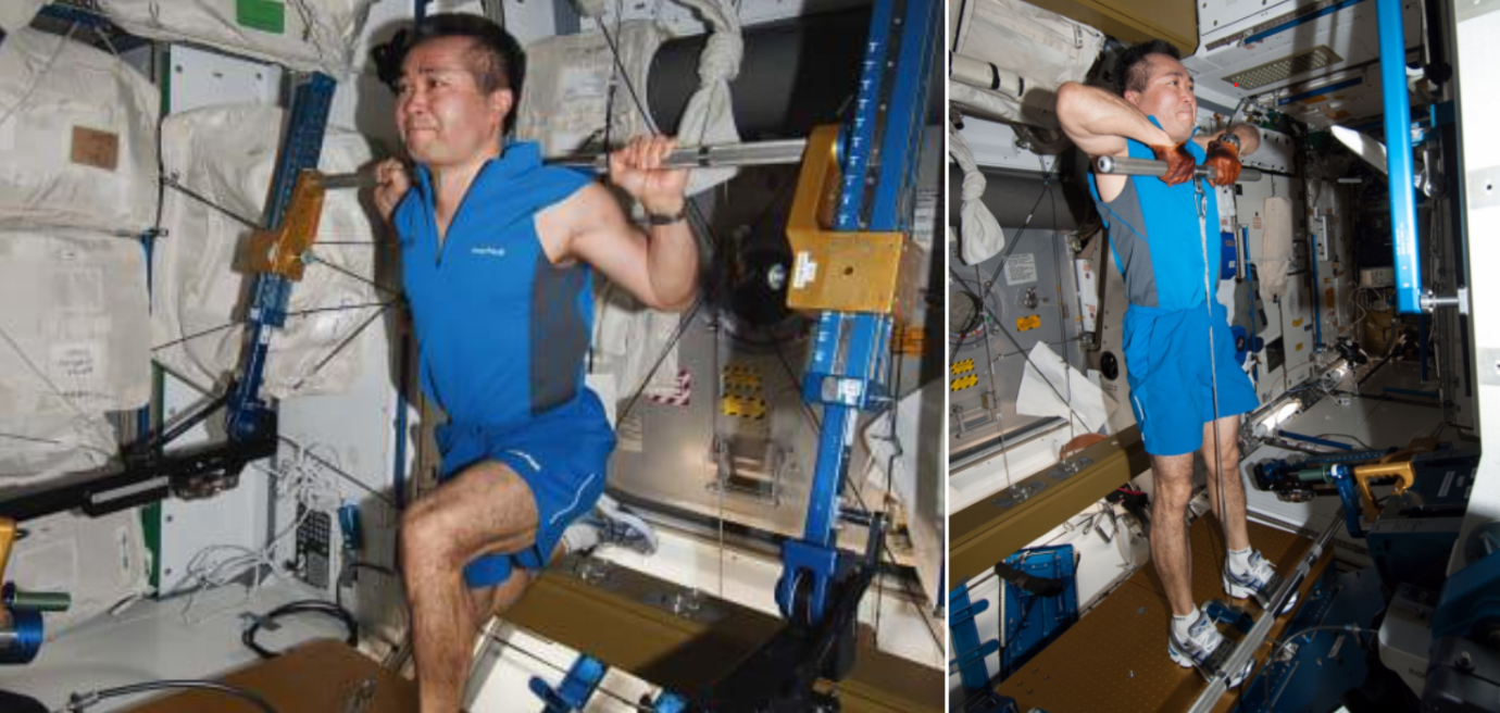 astronauta usando a ARED na Estacao Espacial Internacional - O Exercício Físico na Microgravidade: ARED – Advanced Resistive Exercice (V.7, N.4, P.2, 2024)